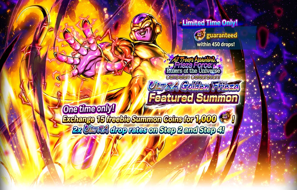Grande convocação! Celebração da Campanha Exército Freeza Governador do Universo ULTRA Golden Freeza - Invocação em Destaque